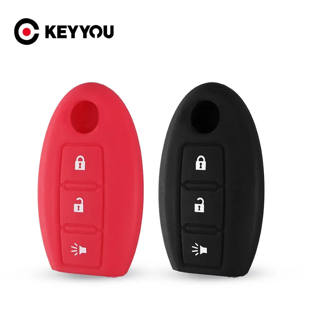 

Силиконовый резиновый чехол KEYYOU для Nissan Qashqai, Skyline Juke, Alissa, x-trail, 3 кнопки, чехол для дистанционного ключа автомобиля