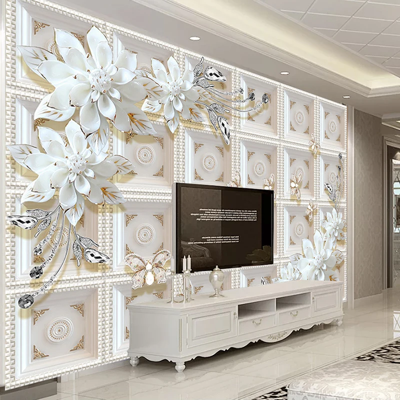 

Custom 3D Wall Murals Wallpaper Wall Painting Stereoscopic Relief Jewelry Flowers 3D Living Room 3d wallpapers