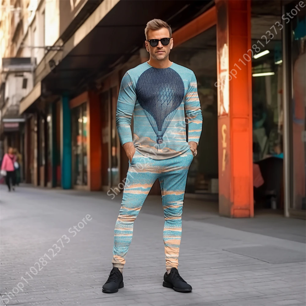 2023 Man Tracksuit Sets Men's Long Sleeve T-shirts Two Piece Set Men Fashion 3D Retro Printing Casual Streetwear Men's Clothing