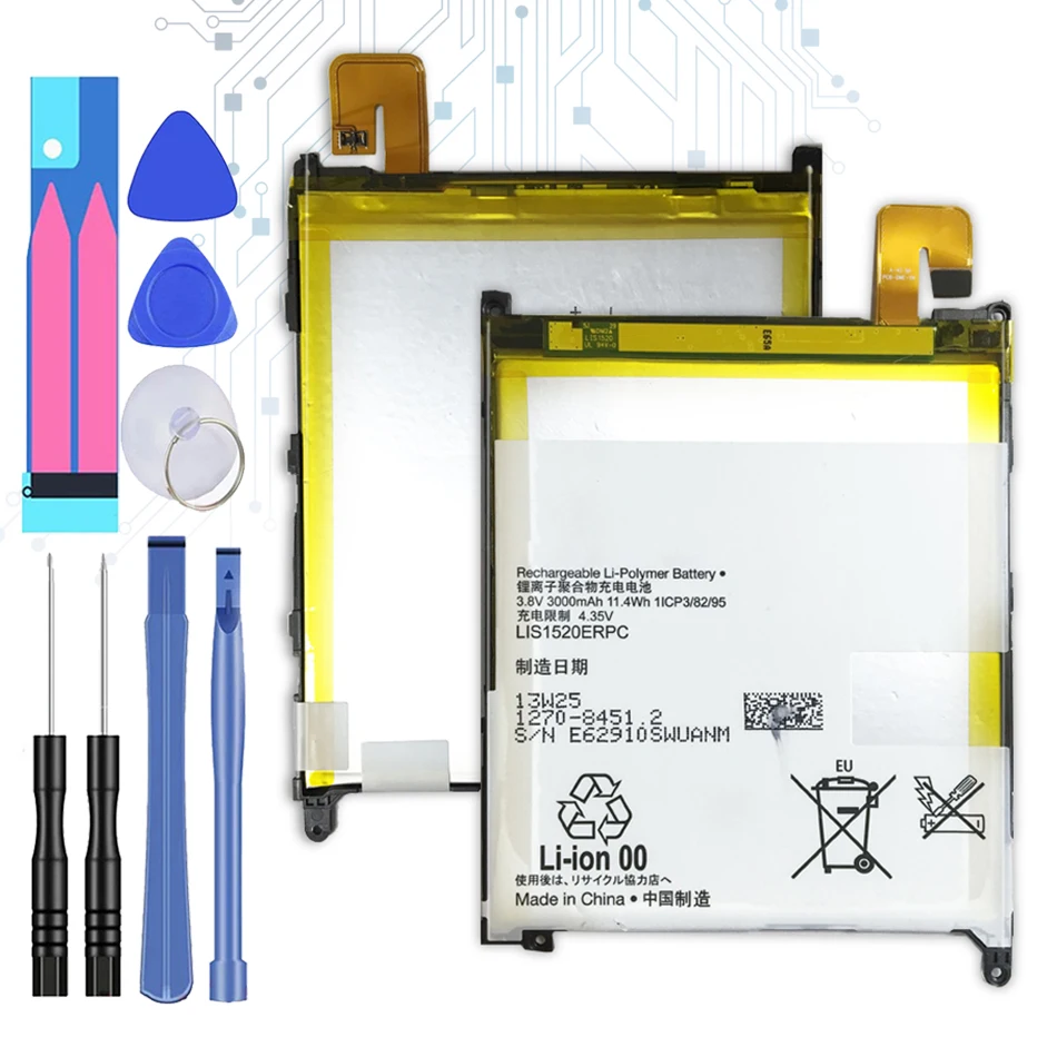 

For SONY LIS1520ERPC 3000mAh Battery For SONY XL39h Xperia Z Ultra C6802 Togari L4 ZU C6833 High quality battery + free tools