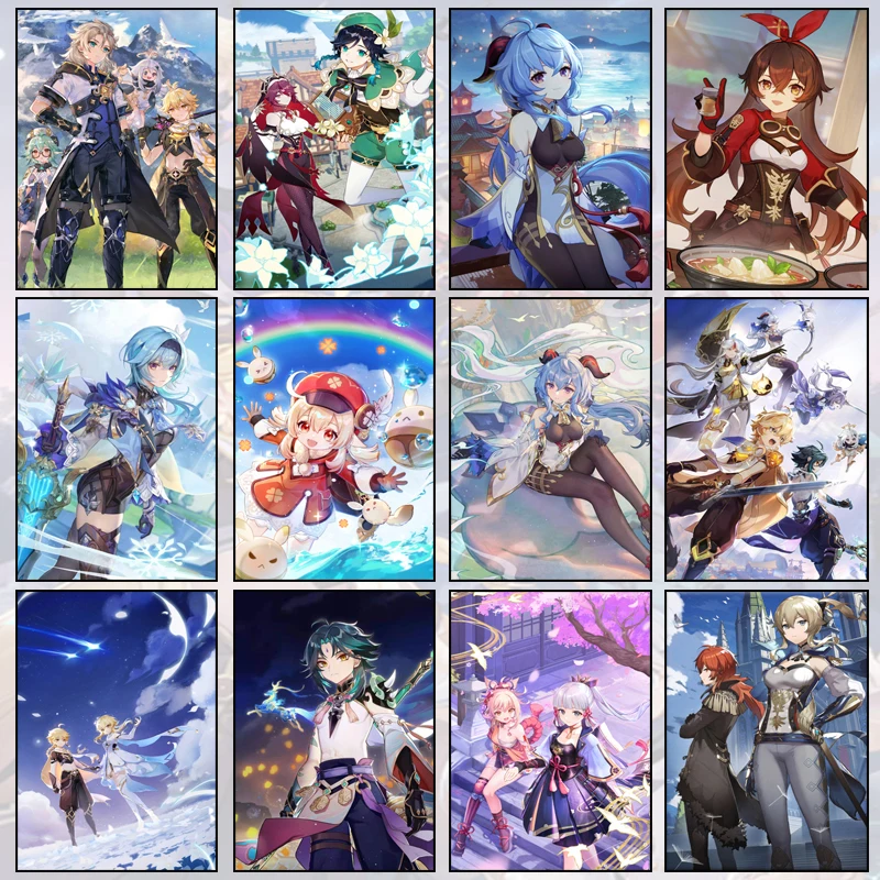 

Anime Cartoon Genshin Canvas Painting Game Character Poster Pictures Wall Art Murals Suitable for Children's Room Decoration Gif