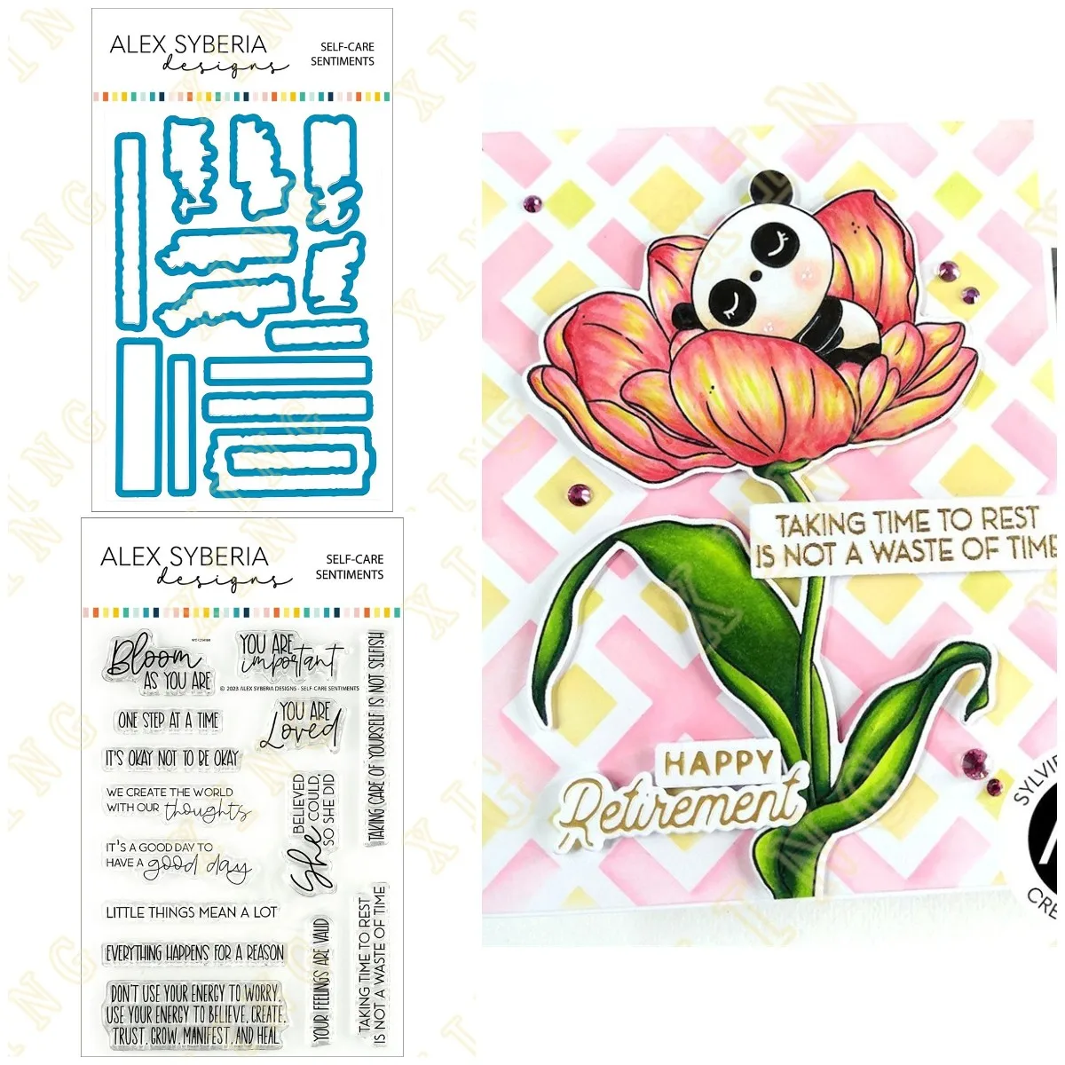 

Self-Care Sentiments Metal Cutting Dies Clear Stamps Scrapbook Diary Decoration Embossing Stencil Template DIY Greeting Card