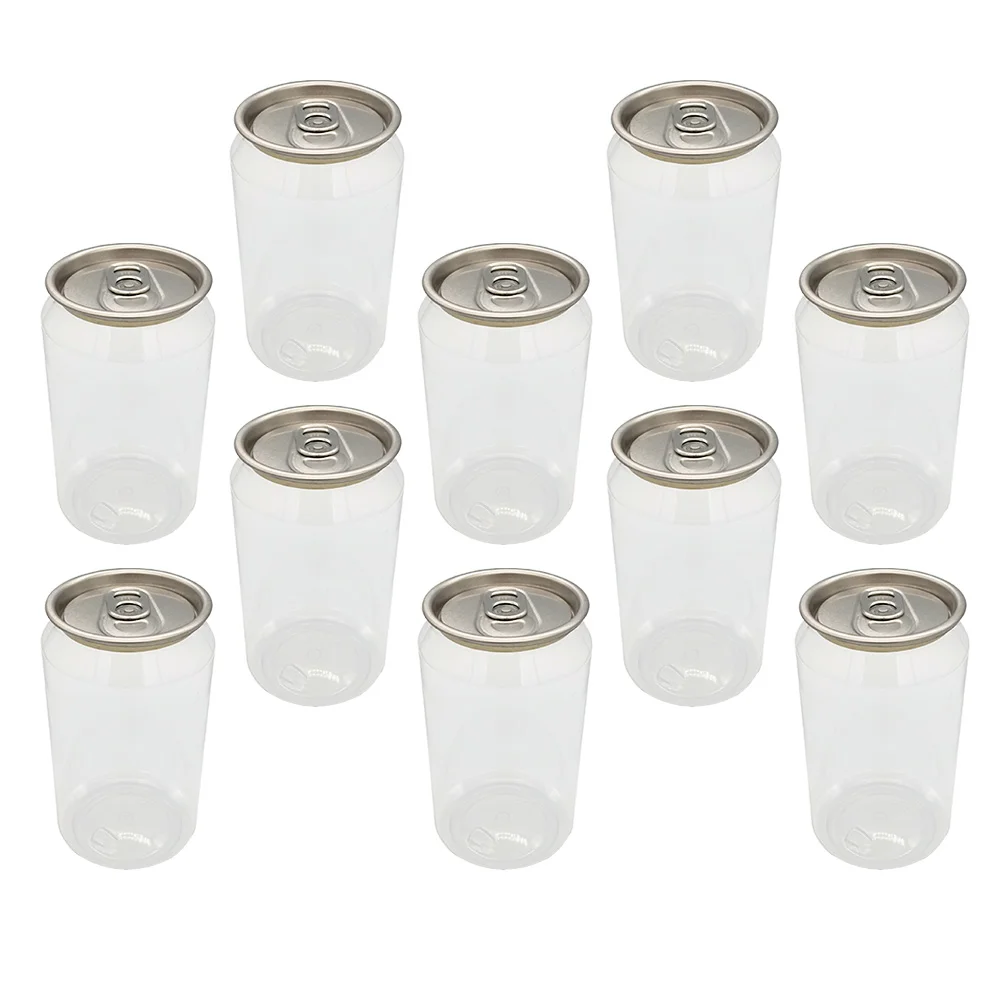 

10 Pcs Canned Milk Tea Packaging Bottles Creative Beverage Food Containers Cup Storage PET Empty The Dessert Water