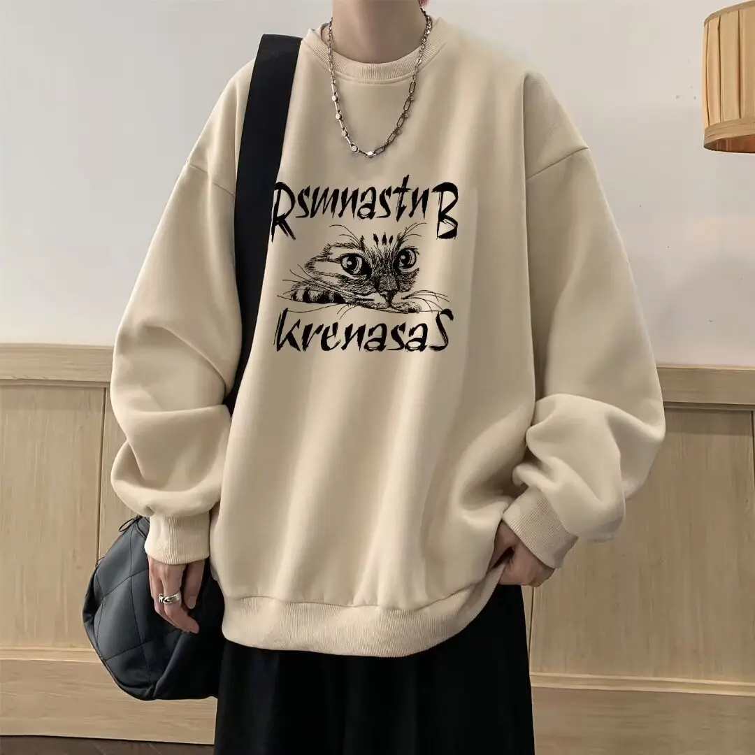 Толстовка Y2K мужская с капюшоном повседневный Свободный свитшот круглым вырезом