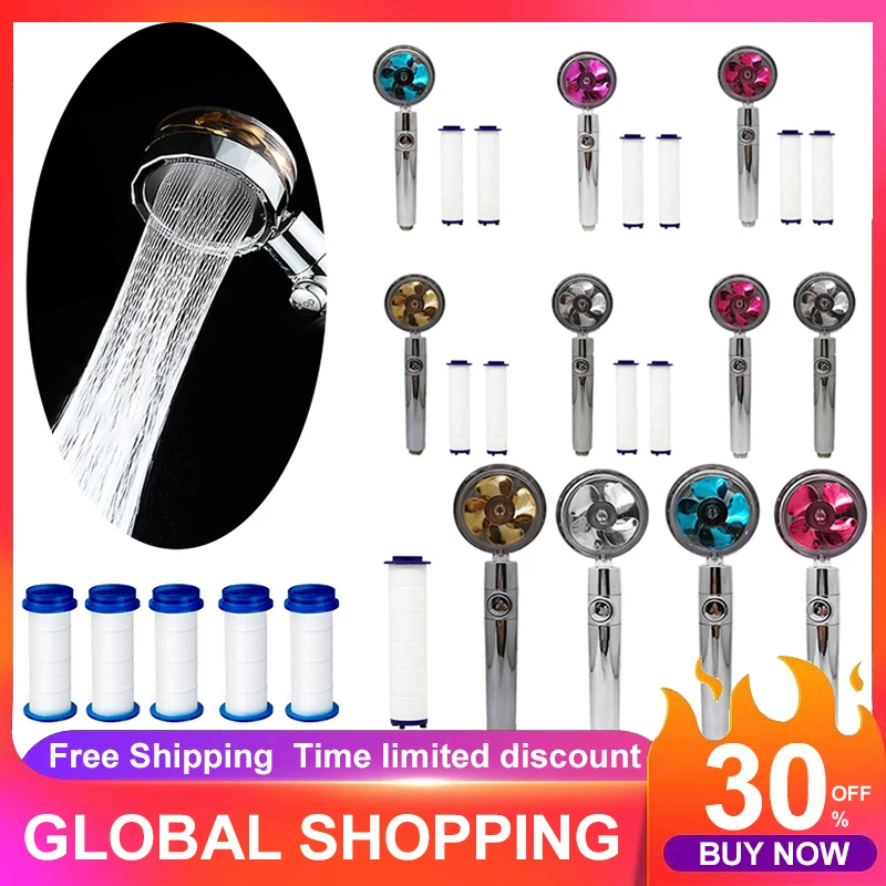 

Strong Pressurization Spray Nozzle Water Saving Rainfall 360 Degrees Rotating With Small Fan Washable Hand-held Shower Head