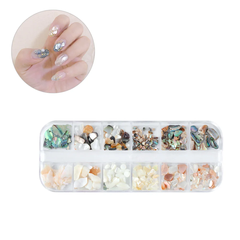 

2 Sets Nail Accessories Decor Natural Shell Flake Nail Decor DIY Nail Ornament Nail Decoration (Style 1)