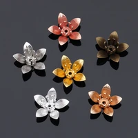 mibrow 20pcs rose gold silver color copper flower bead caps flower filigree loose spacer bead caps for diy jewelry making