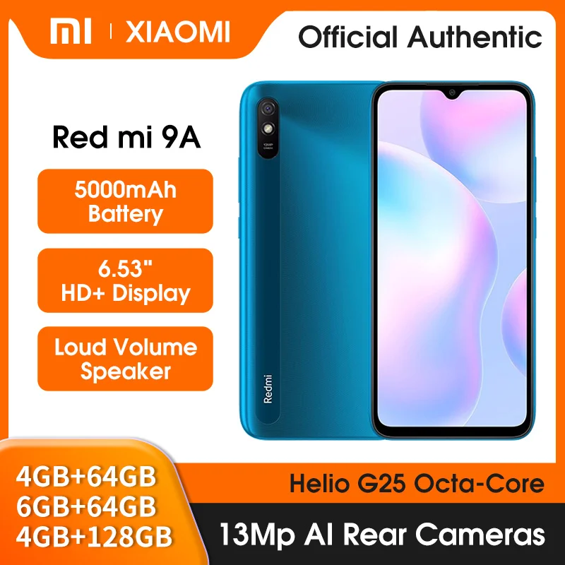 

Смартфон Xiaomi Redmi 9A, восемь ядер, экран 6,53 дюйма, 4 Гб + 64 ГБ