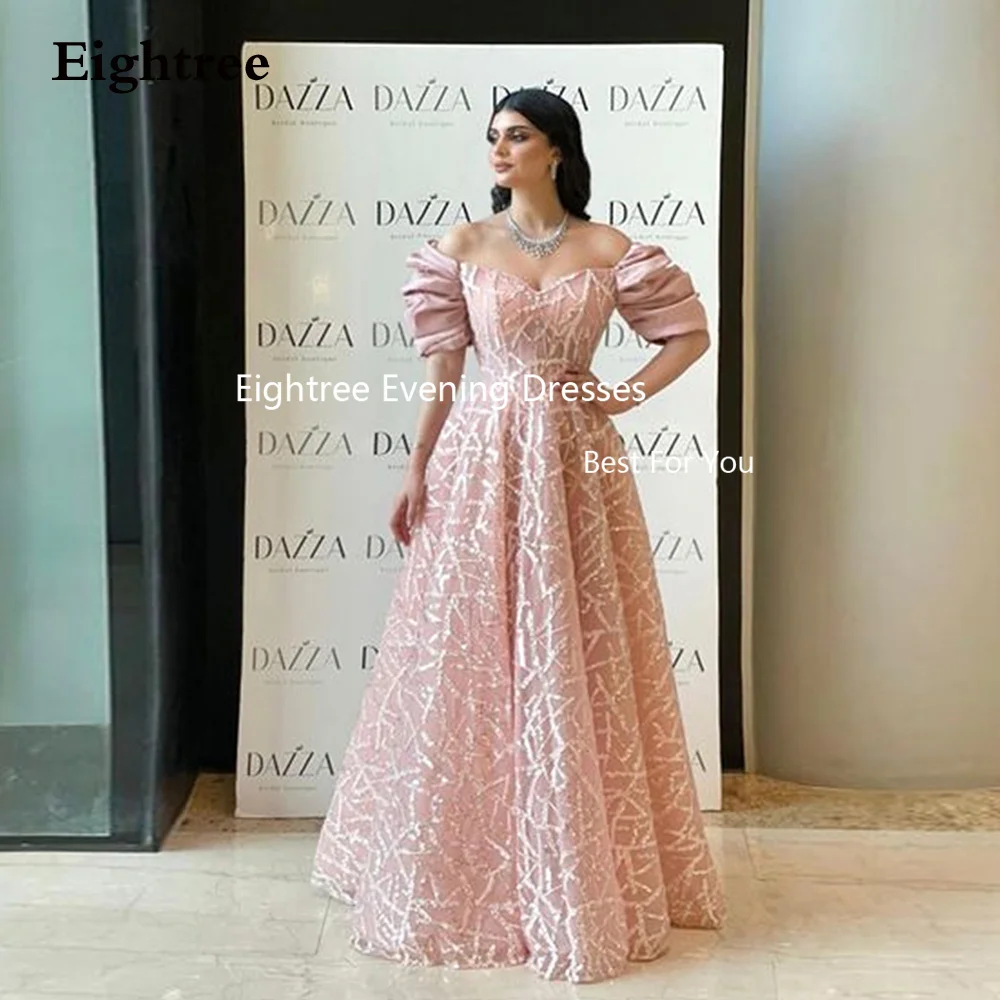 

Элегантное розовое платье для выпускного вечера Eight Tree, длинное ТРАПЕЦИЕВИДНОЕ вечернее платье с открытыми плечами и V-образным вырезом, платья для торжественных случаев, 2023