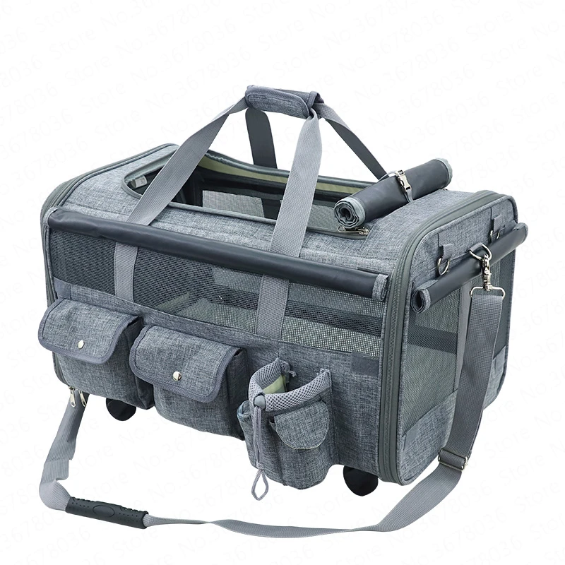 

Fashion Universal Wheel Portable Pulley Bag Cat Backpack Dog Out Bag Breathable Pet Travel Bag Portable Pet Cage Pet Stroller