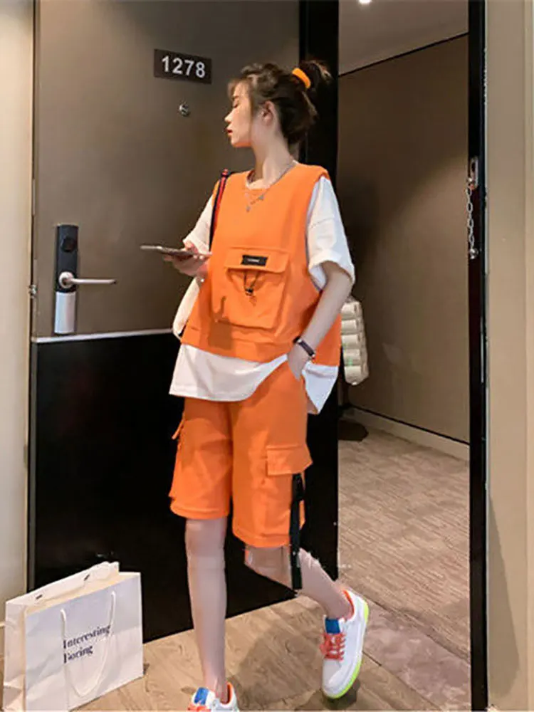 Летний костюм Женская рабочая одежда Стильные шорты с коротким рукавом парные