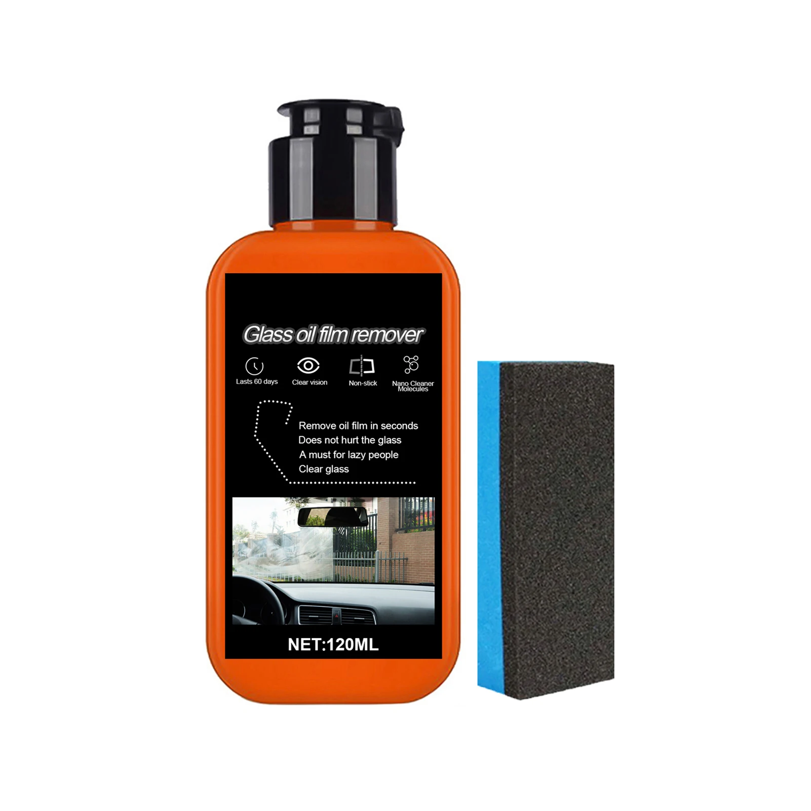 

Car Windshield Oil Film Cleaner Car Window Glass Oil Film Remover Safe To Use Car Paint Oil Film Remover Kit With Sponge Water