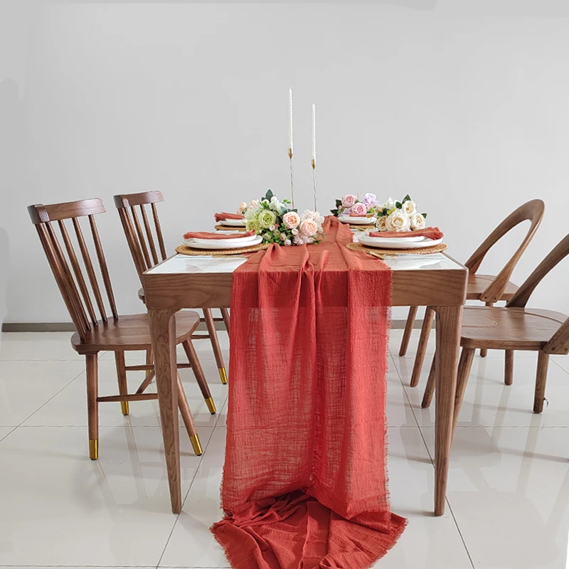 

10ft table runner for 4 people dining table decoration accessories rust washable cheesecloth napkins set 300cm table runners