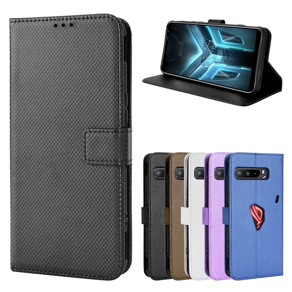 Фото Кожаный защитный чехол для Asus ROG Phone 3 ZS661KS, чехол-подставка для Asus ROG3 ZS661KS, чехол-кошелек для телефона с подставкой для карт №1