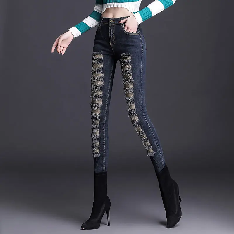 

Брюки-карандаш женские из денима с высокой талией, батальных размеров