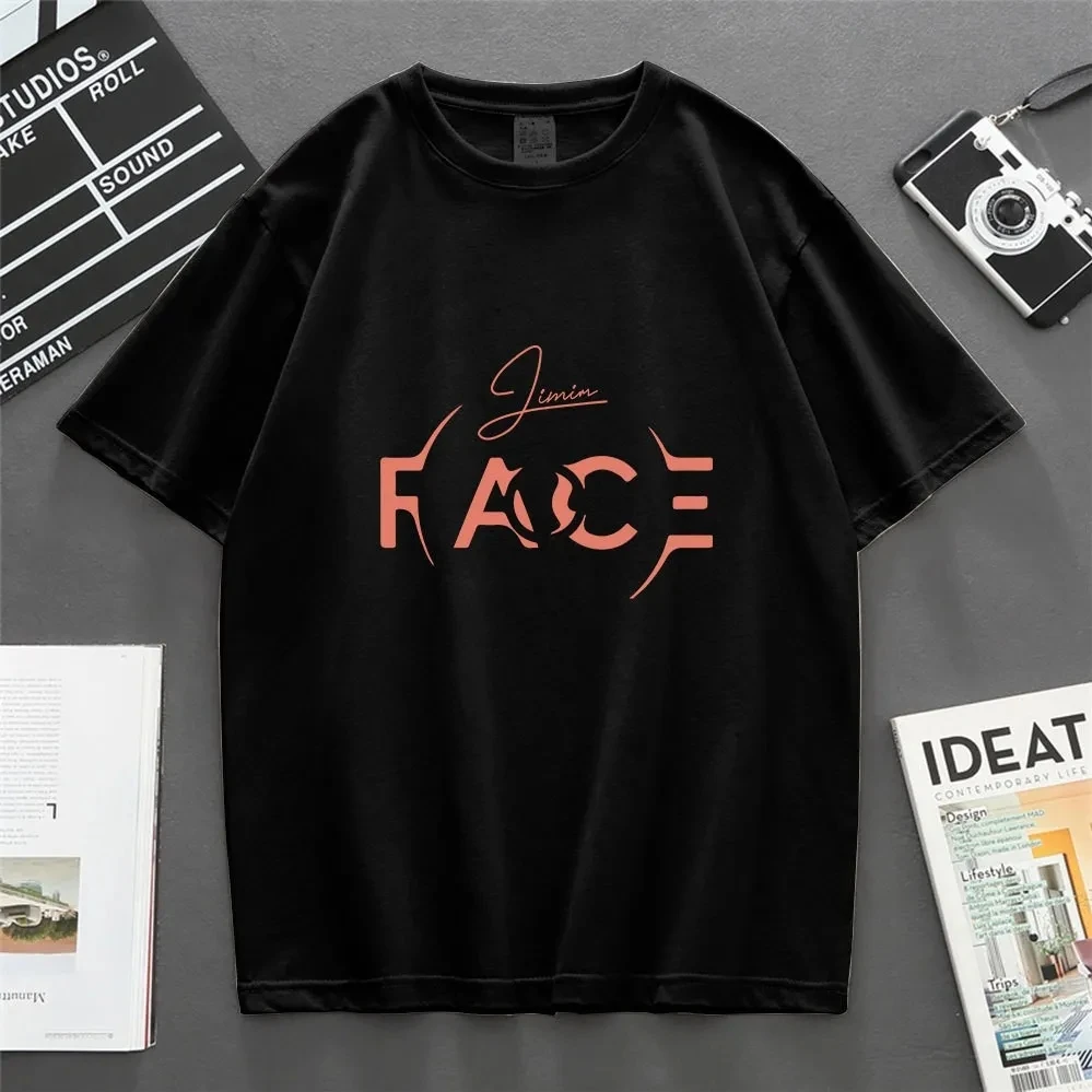 

Kpop Jimin альбом соло одинаковая футболка с подписанием текста модель футболка лицо концерт одинаковая о-образный вырез хлопковая Футболка Y2K оверсайз хип-хоп Топ Футболка