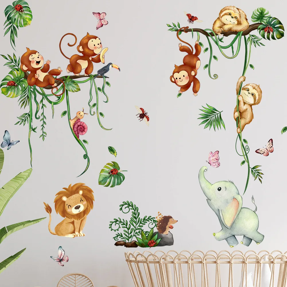 Наклейка с изображением животных и лозы для гостиной украшение детской комнаты