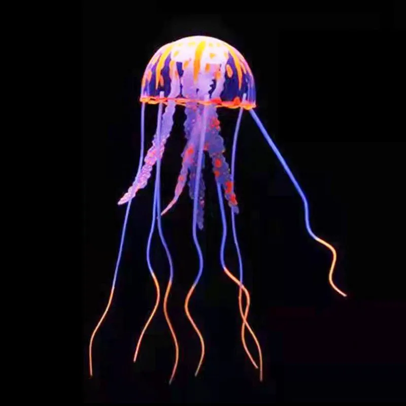 Colorful Artificial Night Glowing Jellyfish Hippocampus Fish Tank Aquarium Decor Mini Ornament Decoration Aquatic Pet Supplies