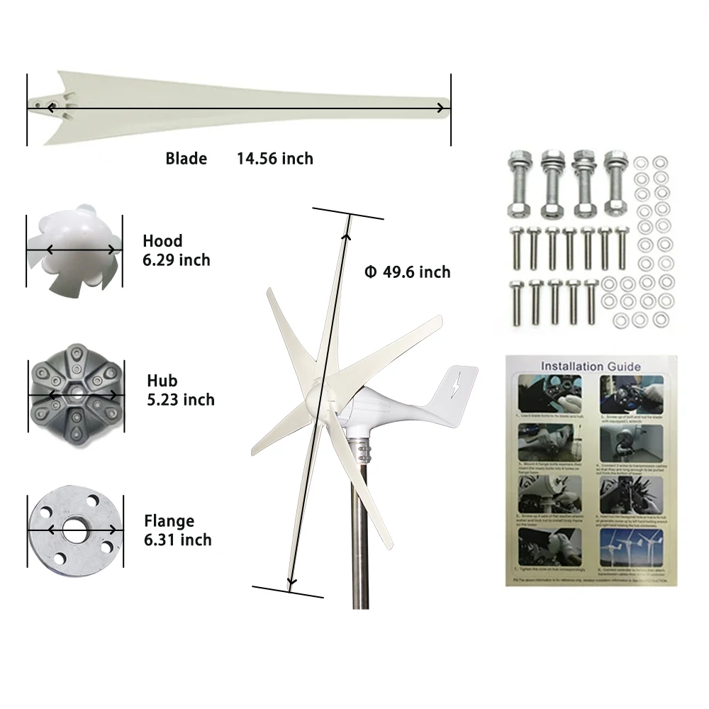 5000W 12V 24V 48V Wind Energy Generator Small Power Turbine Windmill for Home Farm With MPPT Controller Regulator You