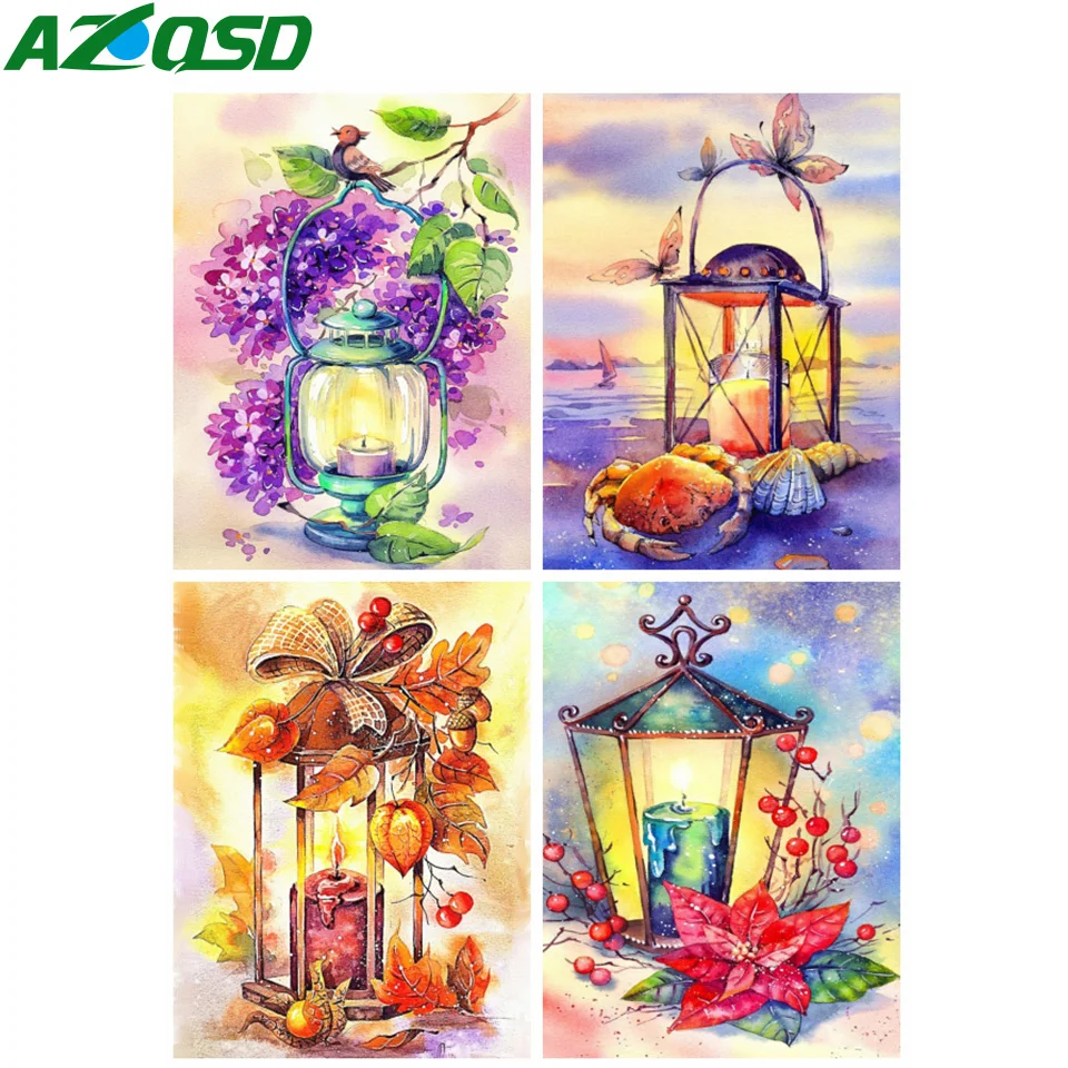 

AZQSD 5D DIY Diamond Painting Light Lamp Mosaic Full Drill Rhinestones Rose Butterfly Landscape Embroidery Home Decor