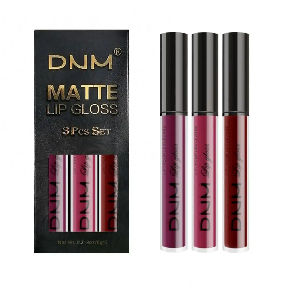 DNM 3PCS Liquid Lipstick Waterproof Long Lasting Cosmetic Black Blue Purple Green Matte Lip Gloss Nude Lip Tint Stain Makeup images - 6