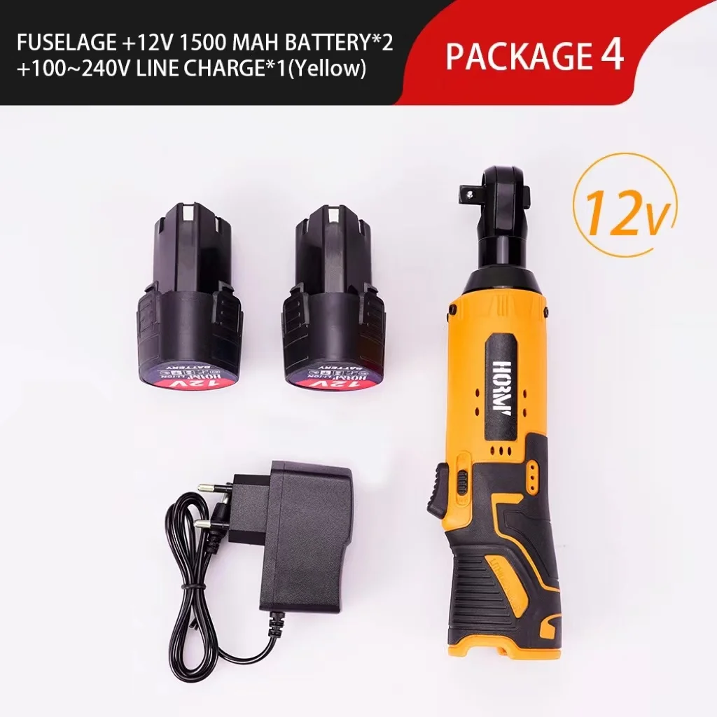 12V Cordless Electric Wrench Ratchet Wrench 65N.m Rechargeable 3/8 Right Angle Drill Screwdriver Power Tool with Lithium Battery