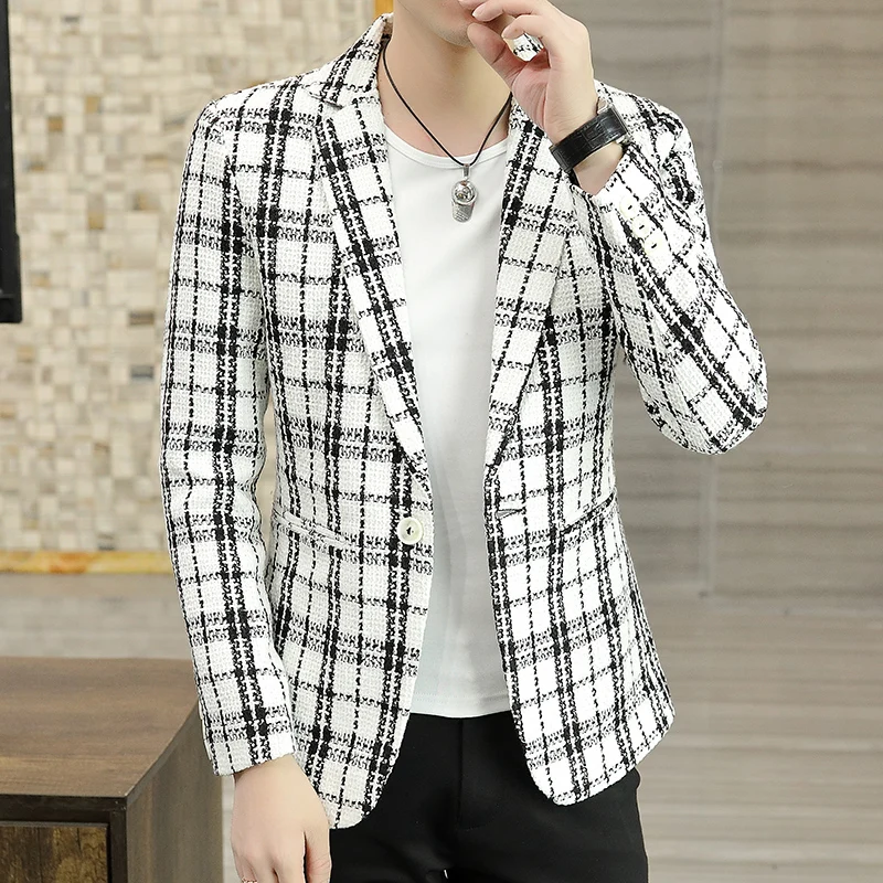 

Men's Professional Wear 2023 New Small Suit Men Korean Edition Slim Slim Plaid Trend Small Handsome Single Suit Coat 3XL