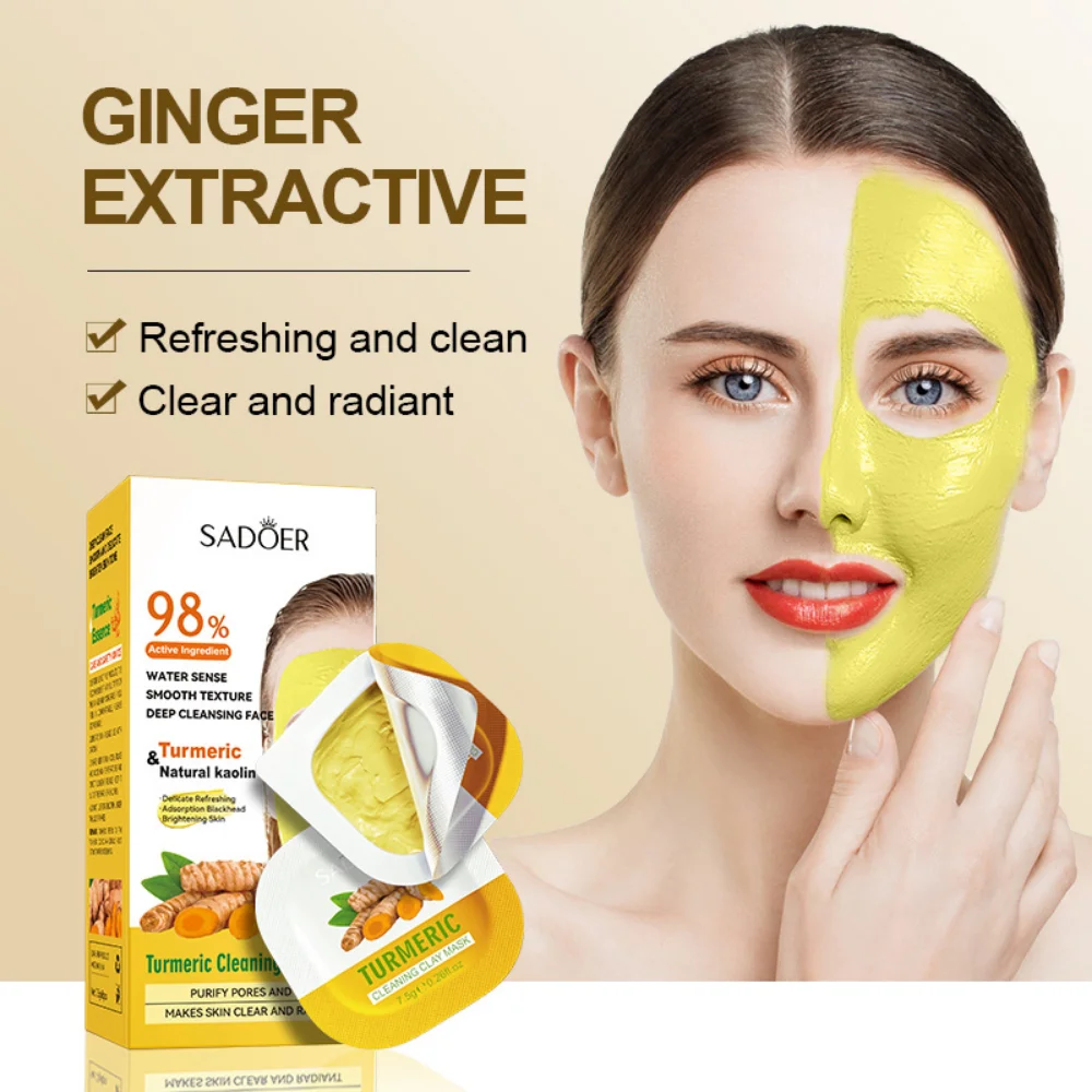 

Cleansing Mud Mask 7.5g*8 Green Tea Turmeric Mud Mask Hydrating Moisturizing Applicator Mask Deep Cleansing Pores Skin Care