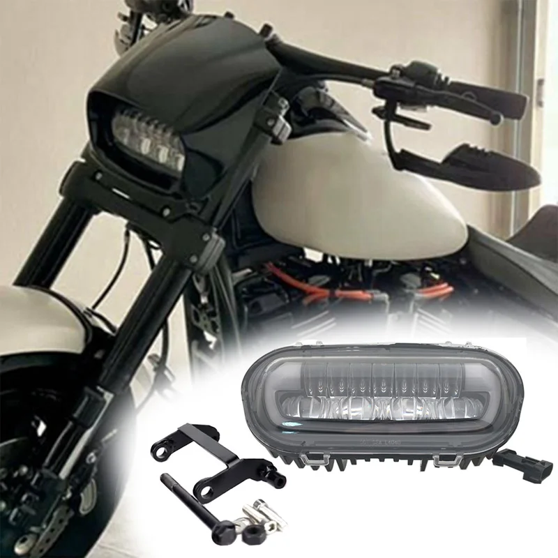 Для Fat Bob фара мотоцикла светодиодный дальний ближний свет белый DRL передняя