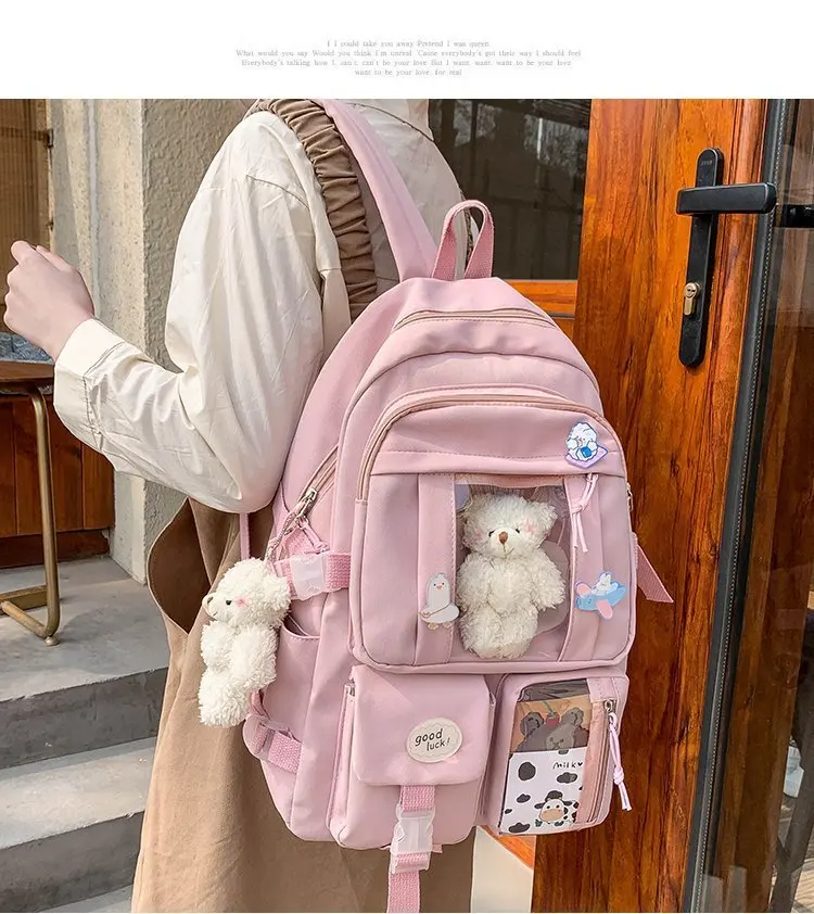 

Casual Women's Student School Backpack Kawaii Transparent Bagpack Class Ita Bags For Girls Preppy Style Rucksack Laptop Book