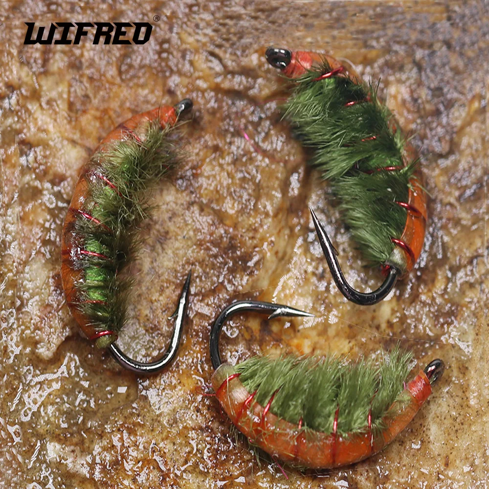 

Wifreo 6PCS 10# Fast Sinking Czech Nymphs Scud Bug Worm Flies Barbed Fly Hook For Trout Bass Bluegill Fishing Lures Baits