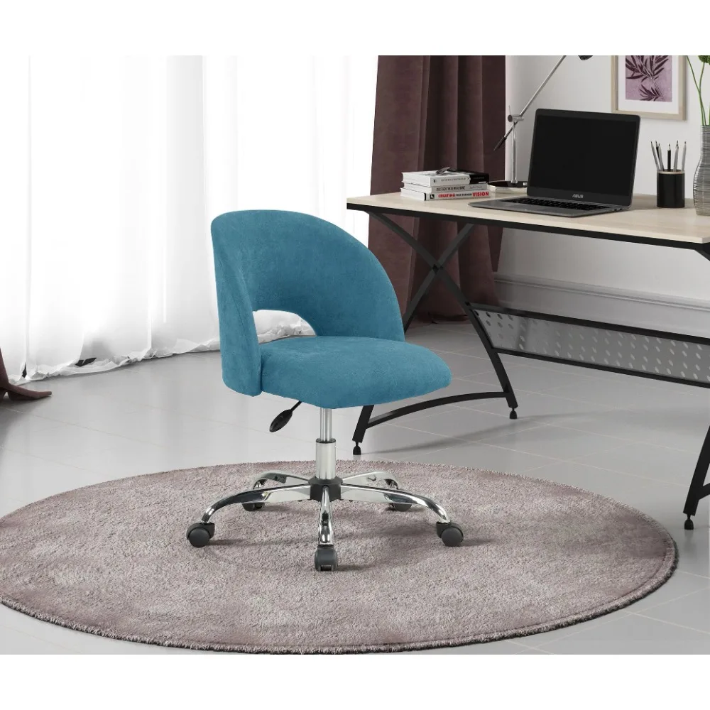 

Fabric Upholstered Open Back Office Chair With Casters Teal for Teens and Adults Freight Free Furniture