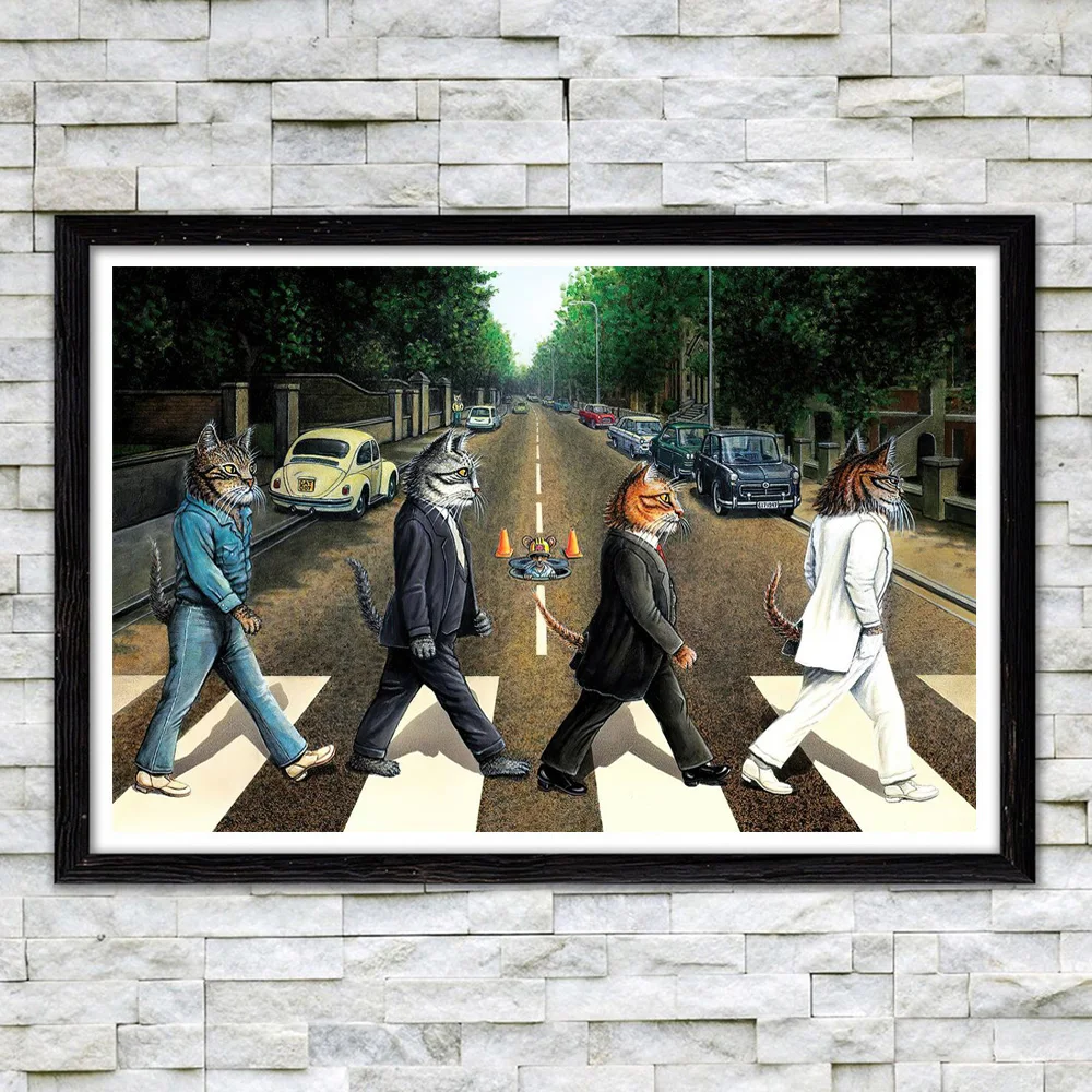 

Постеры и принты для тротуара, смешные винтажные настенные художественные украшения с изображением поп-кота, певицы, ленты с животными для гостиной