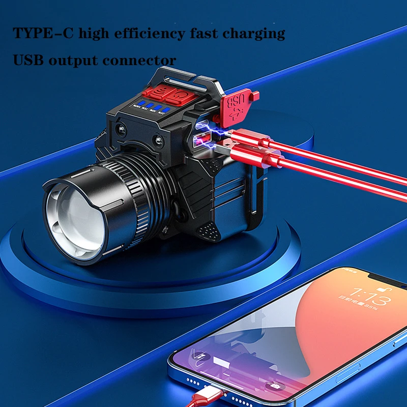 

Portable Outdoor USB Rechargeable LED Sensor Headlamp Outdoor T6 Telescopic Zoom Long Range Rechargeable Powerful Headlamp