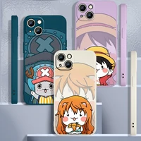 one piece cartoon character for apple iphone 12 13 pro mini pro max xr xs xs max se liquid silicone cover funda phone case capa