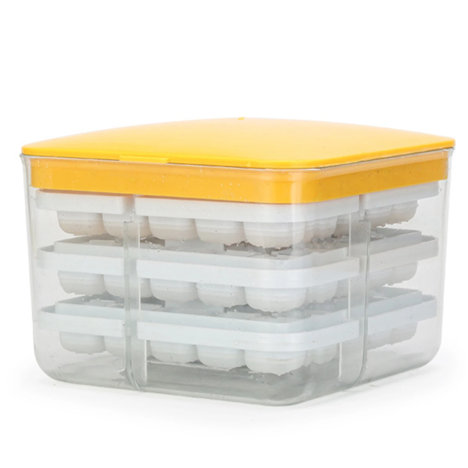 

Press Ice Tray Silicone Ice Cube Tray With Lid Ice Compartment Mould Stackable Ice Box For Chilled Drinks Whiskey And Cocktails