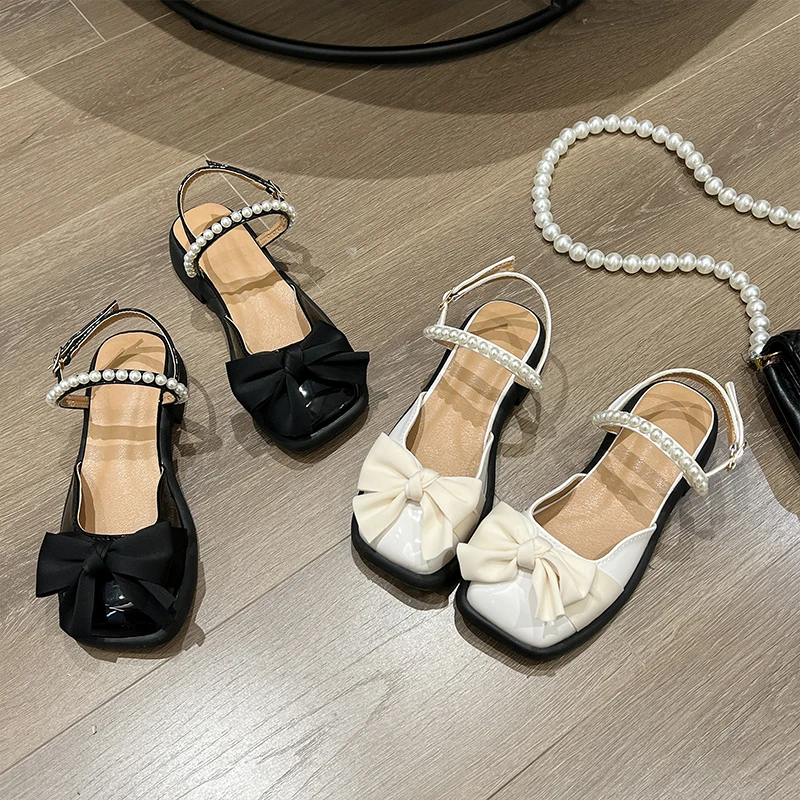 

2022 Sandals Female Shoe Mary Jane Med New Girls Summer Medium Beige Comfort Closed Fashion Basic Solid Square heel Casual Back