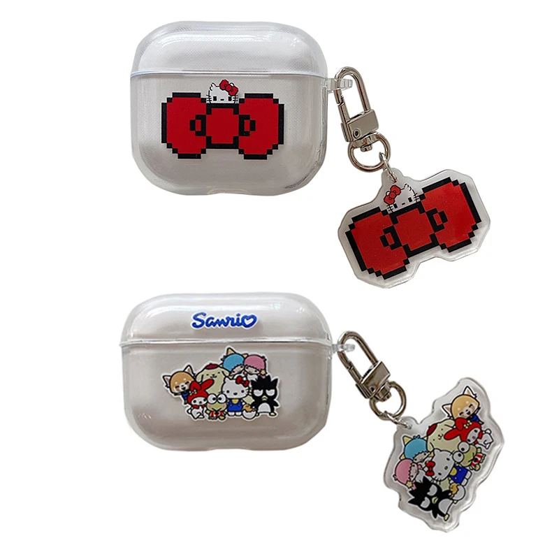 

Cartoon Kitty Bowknot Transparent AirPods 3 Case Apple AirPods 2 Case Cover AirPods Pro Case IPhone Earphone Accessories