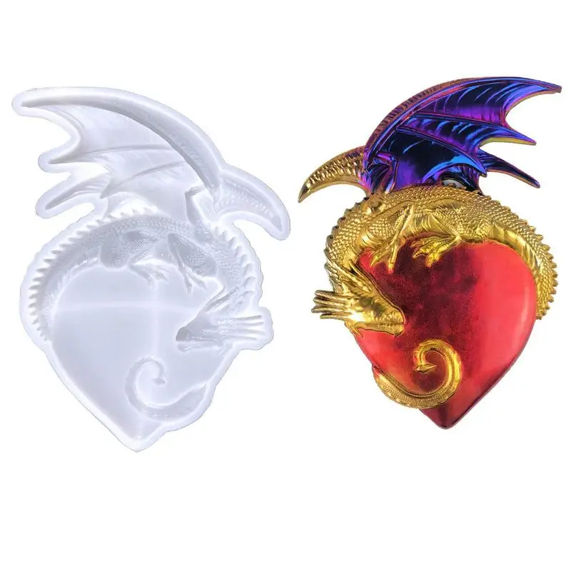 

Dragon Heart Mold Semi Silicone Flying Dragon Wings Heart Mold Cartoon Dragon Silicone Molds For 3D Crafts Party Cake Decorating