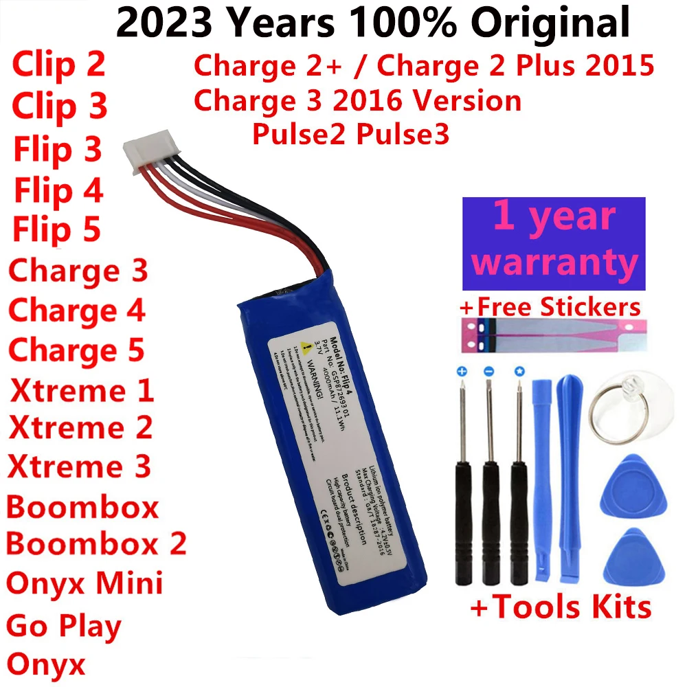2023 Speaker Original Battery For JBL Flip Charge Pulse Xtreme Clip Plus 1 2 3 4 5 For Harman Kardon Go Play Onyx Mini Battery