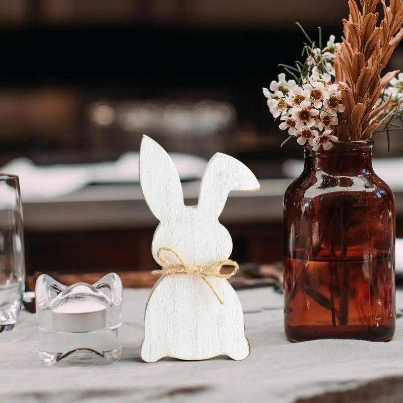 

Wooden Rabbit Ornament Hanging Crafts Easter Bunny Pendant Home Office Art Craft Easter Party Embellishment For Living Room