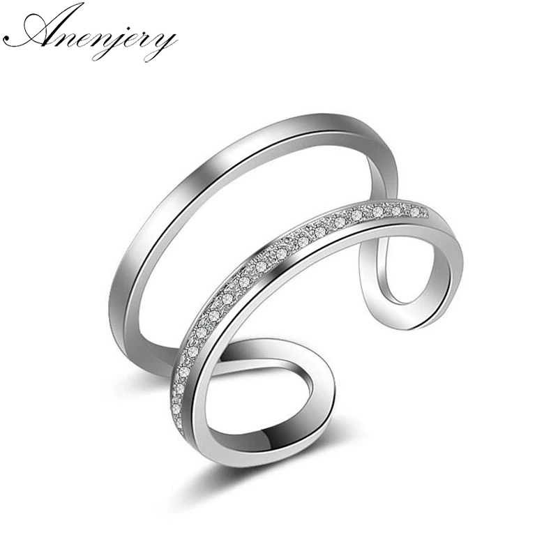 

Серебряные корейские Простые Модные Открытые Кольца DAYIN 925 с печатью, многослойное стандартное кольцо для женщин