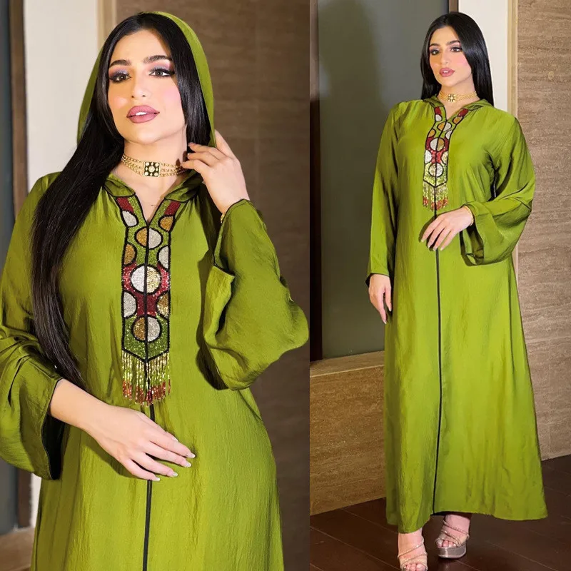 

Satin Caftan Abaya Dubai Turkey Islam Muslim Dress Eid Ramadan Morocan Dresses Arab Abayas For Women Djellaba Longue Femme Gown