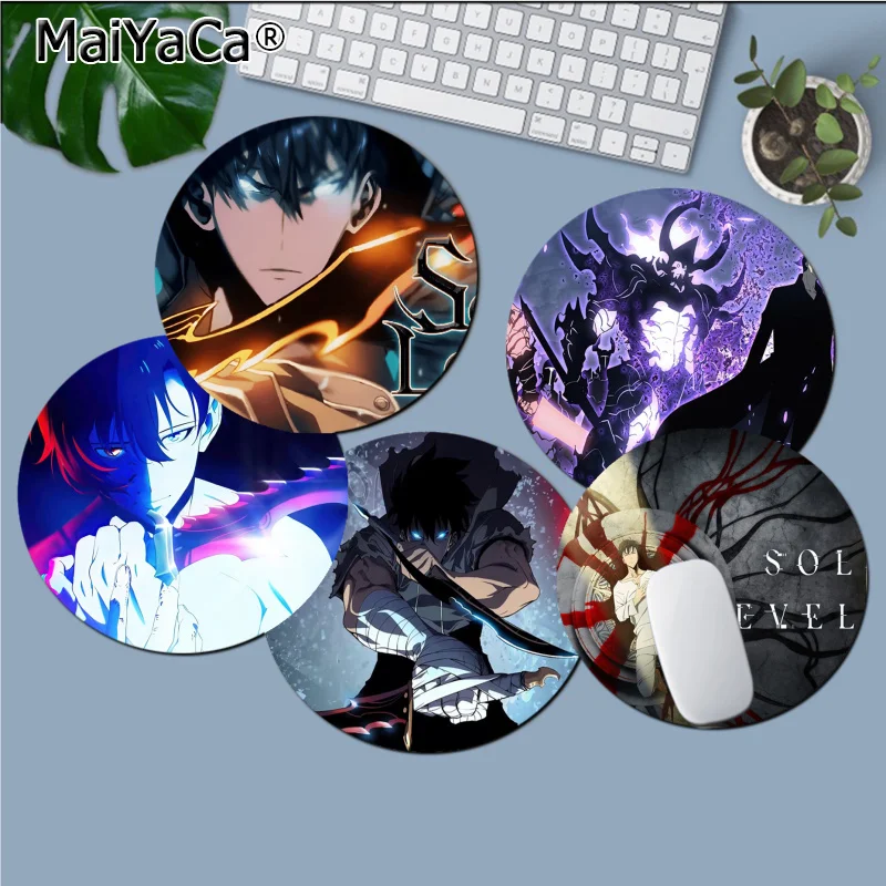 

Anime Solo Leveling Mousepad Round Custom Skin Office Computer Mat Table Keyboard Laptop Cushion Non-slip For PC Gamer Mousemat