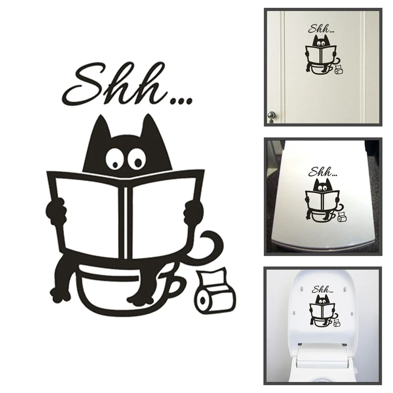 

Creative Funny Shh... Toilet Wall Sticker For Bathroom Door Decoration Pvc Home Decals Waterproof Removable Stickers Decor