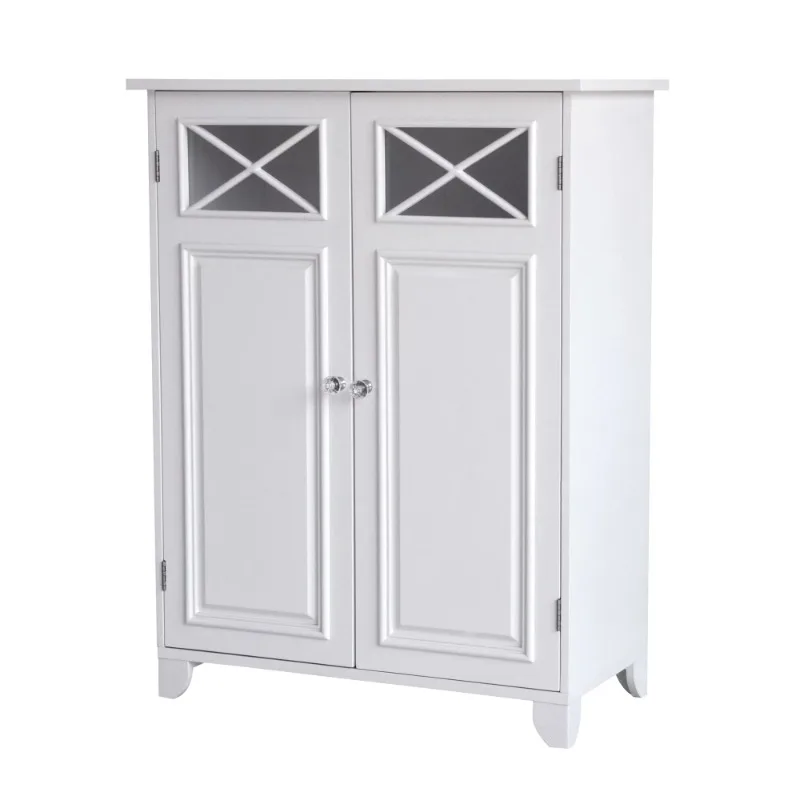 

Teamson Home Dawson Wooden Floor Cabinet with Cross Molding and 2 Doors, White