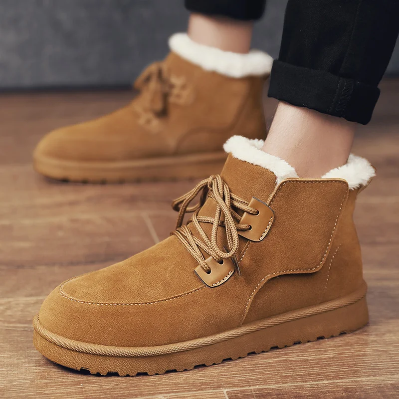 

Men Boots Warm Snow Boots Platform Shoes Ankle Boots Winter Causal Sneakers 2023 Winter Fur Men Booties Plush Shoes Botas Hombre