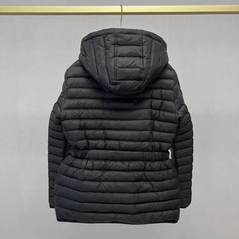 

2023 Spring/autumn New Women's Lightweight Belted Hooded Down Jacket Slimming Warm Coat