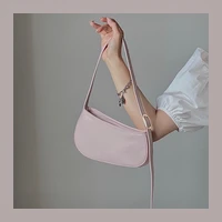 fashion design womens simple underarm bag pu leather ladies armpit shoulder bags candy color female small handbag clutch purse