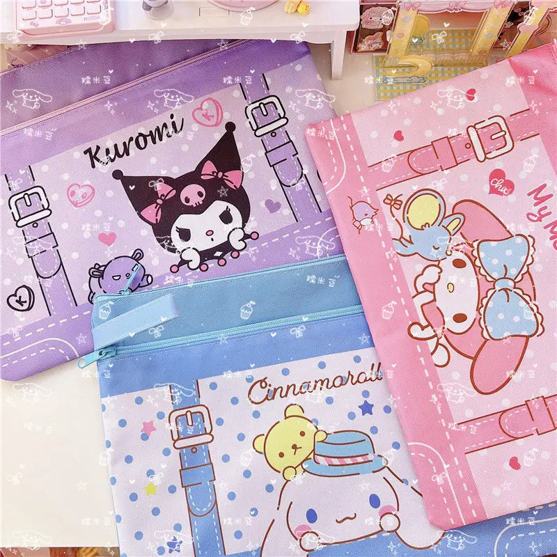 

Kawaii Sanrio Accessories File Bag Mymelody Kuromi Cinnamoroll Little Twin Stars Cute Beauty Textbook Storage A4 Folder Girls